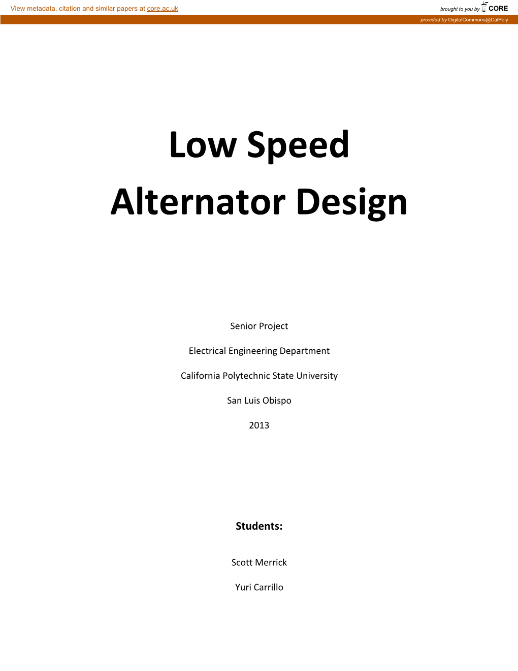 Low Speed Alternator Design