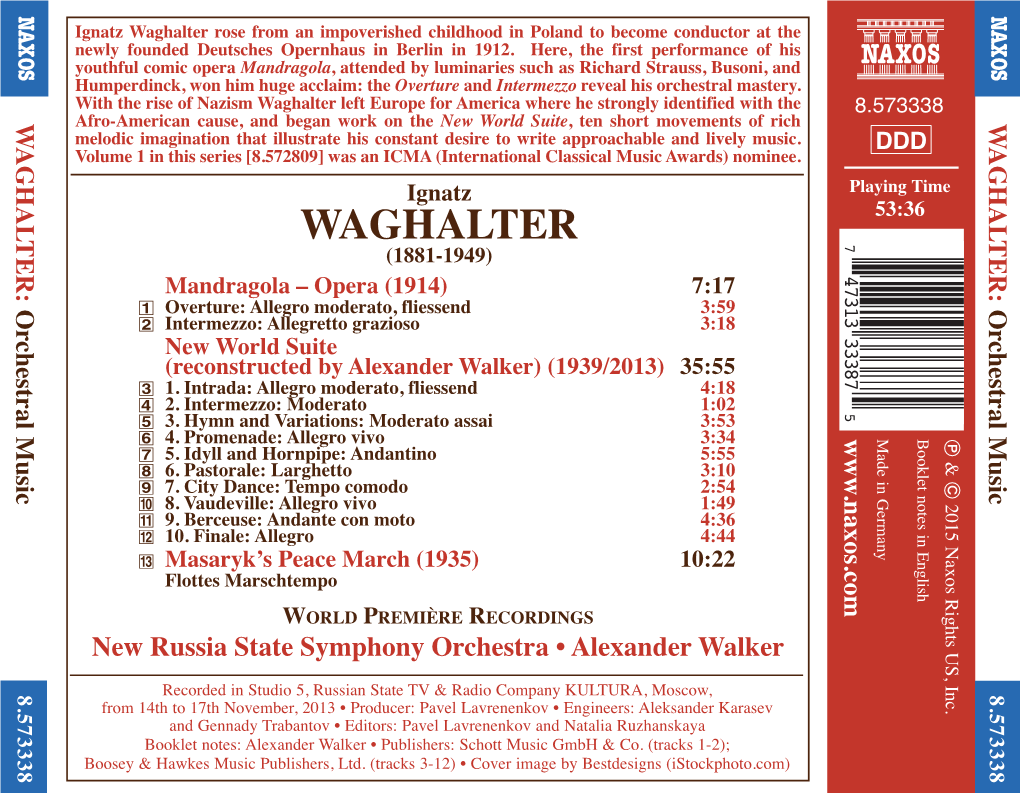 Waghalter Rose from an Impoverished Childhood in Poland to Become Conductor at the Newly Founded Deutsches Opernhaus in Berlin in 1912