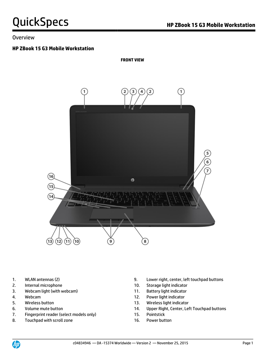 HP Zbook 15 G3 Mobile Workstation