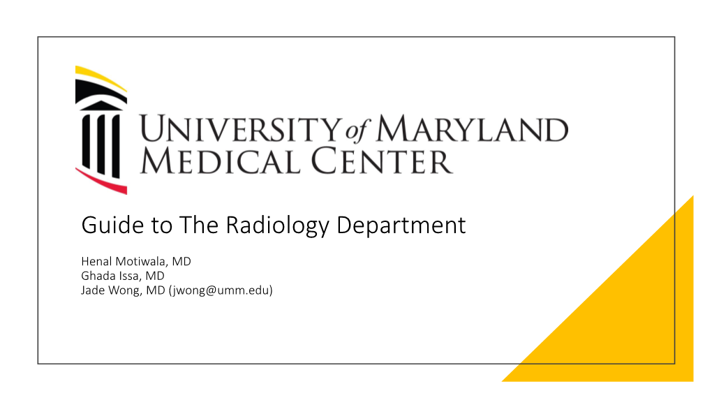 Guide to the Radiology Department