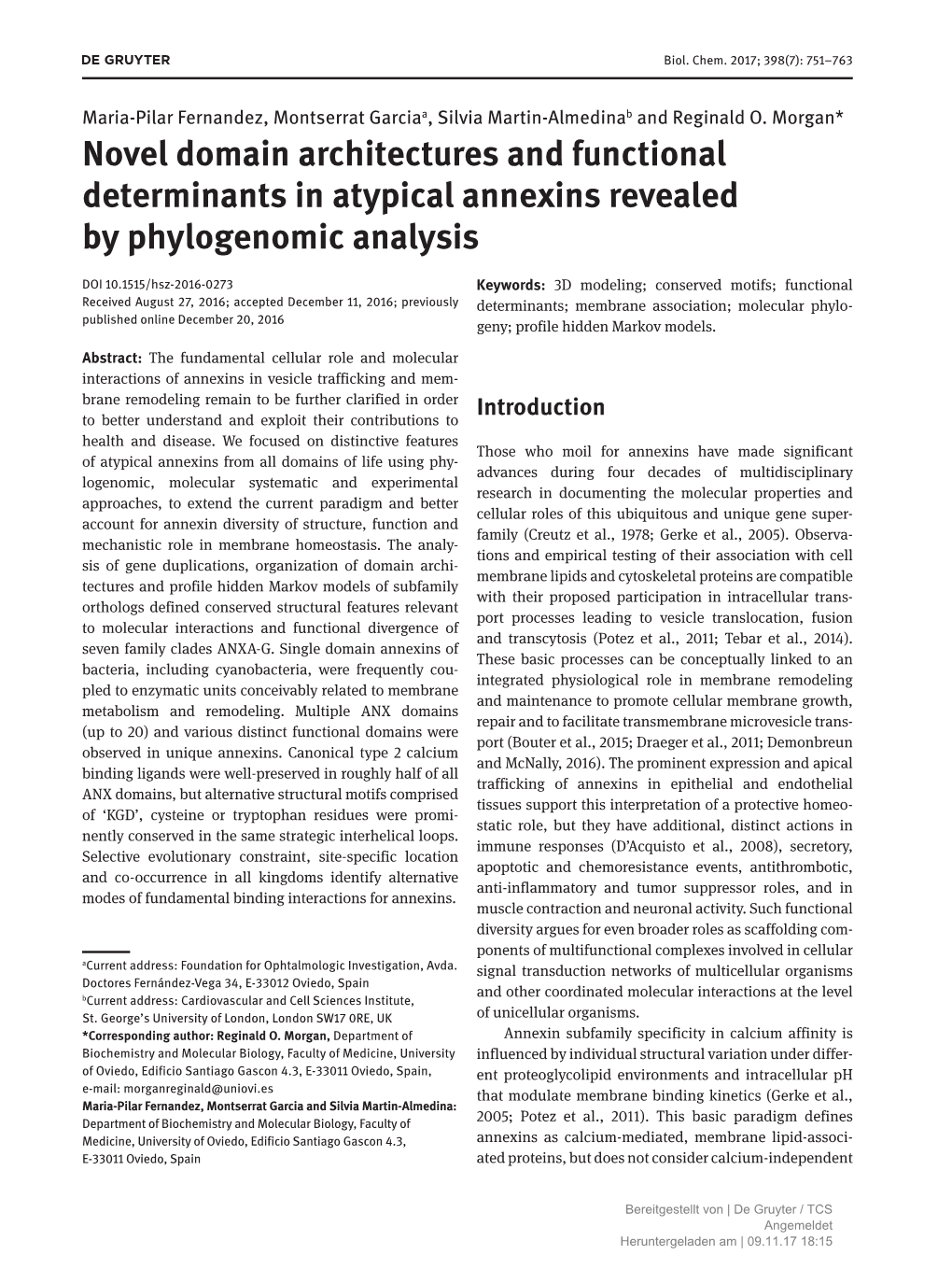 Novel Domain Architectures and Functional Determinants in Atypical Annexins Revealed by Phylogenomic Analysis