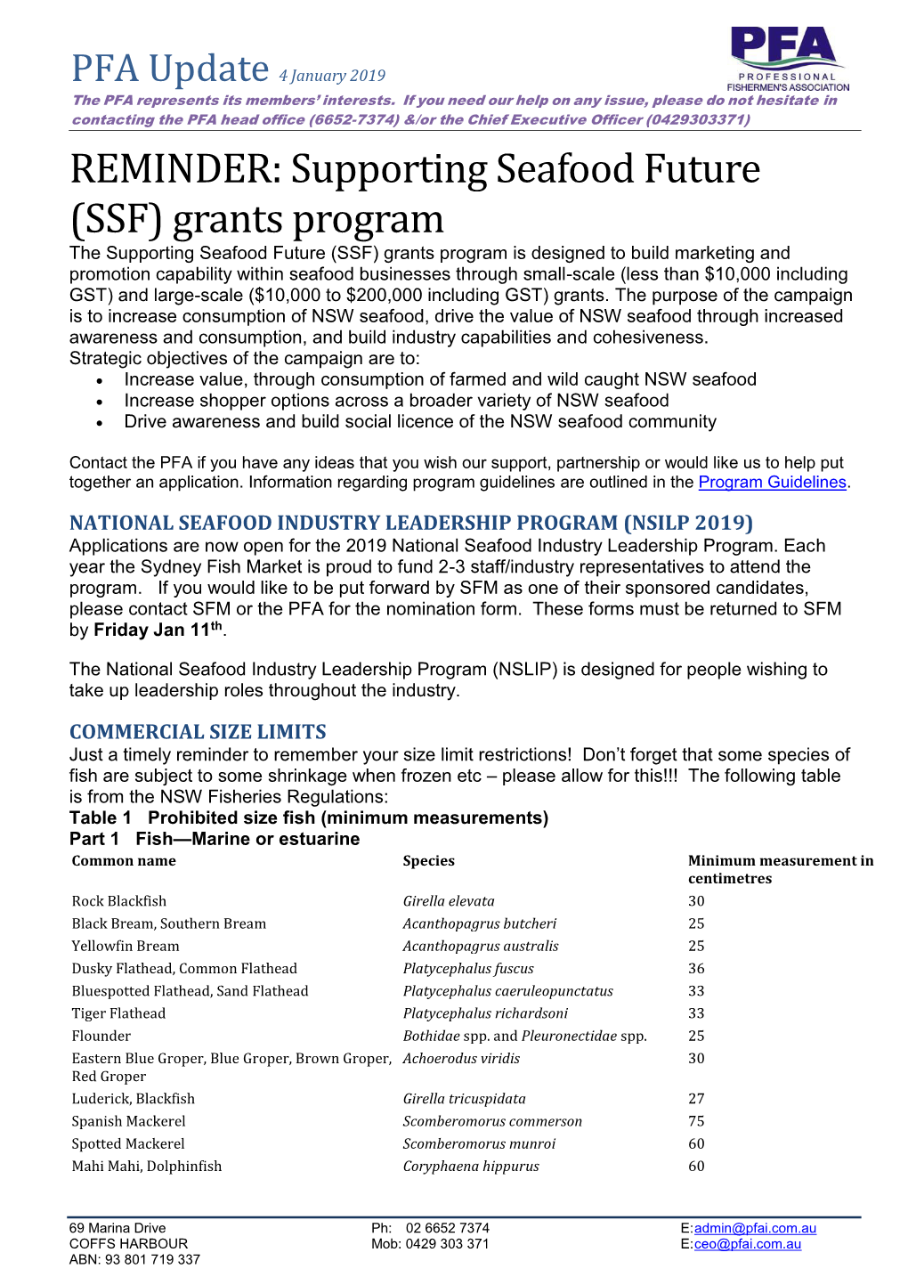REMINDER: Supporting Seafood Future (SSF) Grants Program