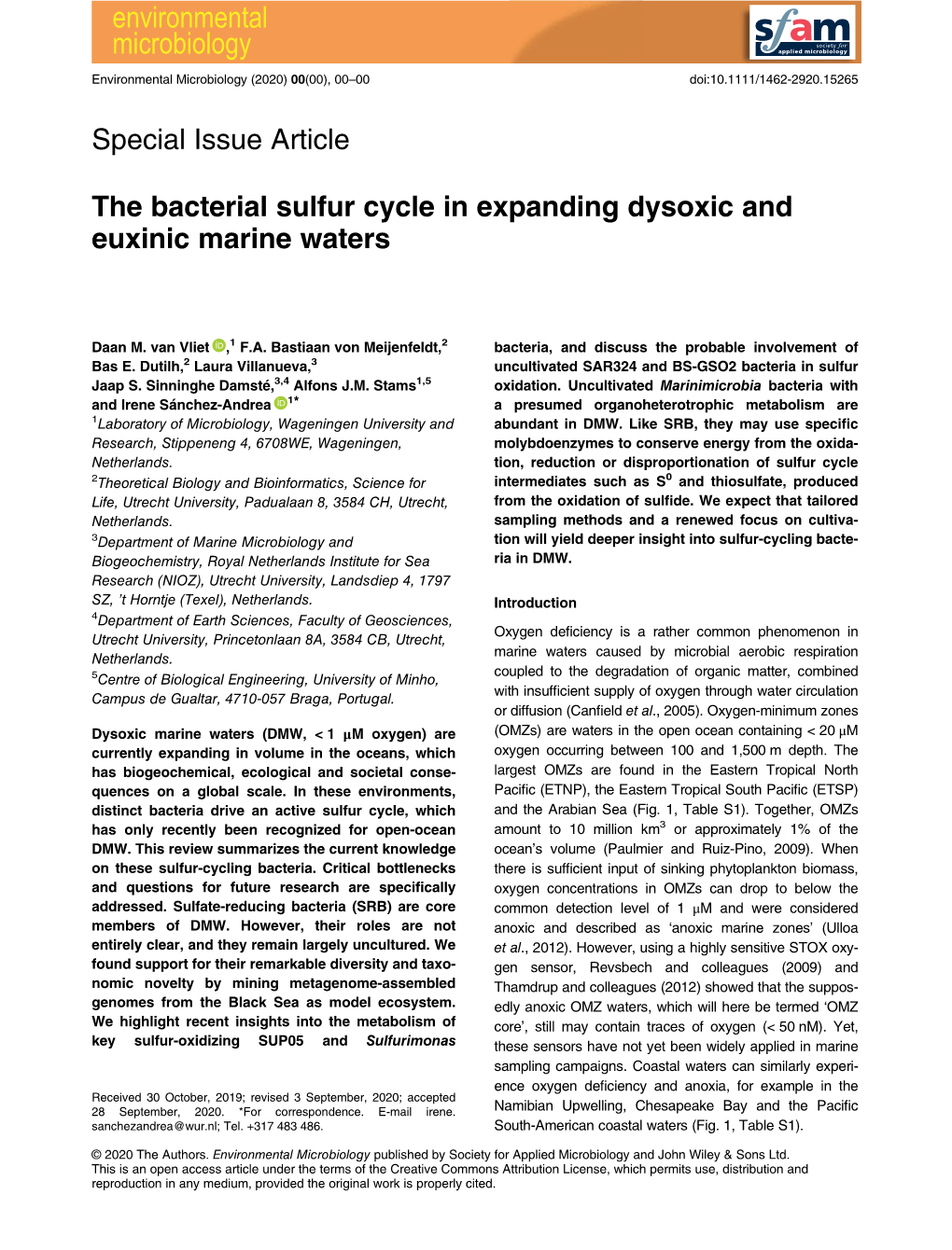 The Bacterial Sulfur Cycle in Expanding Dysoxic and Euxinic Marine Waters