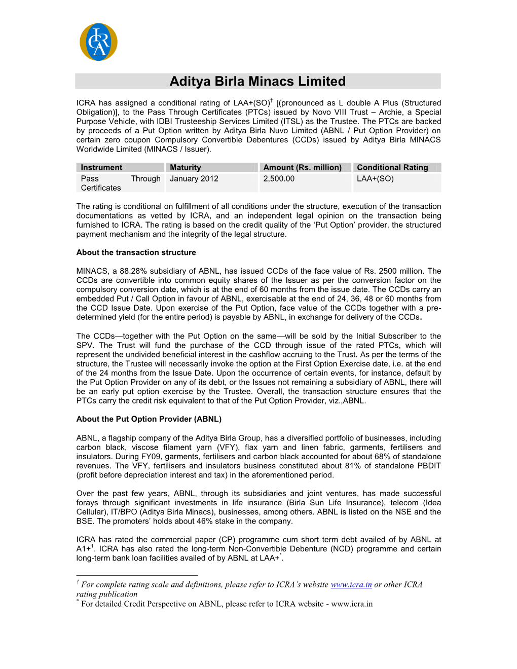 Aditya Birla Minacs Limited