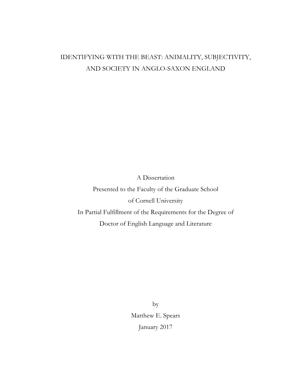 Animality, Subjectivity, and Society in Anglo-Saxon England