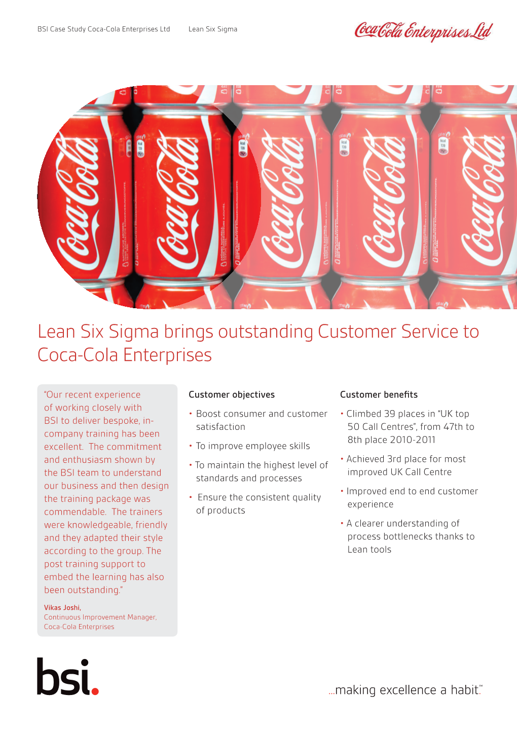 Lean Six Sigma Brings Outstanding Customer Service to Coca-Cola Enterprises