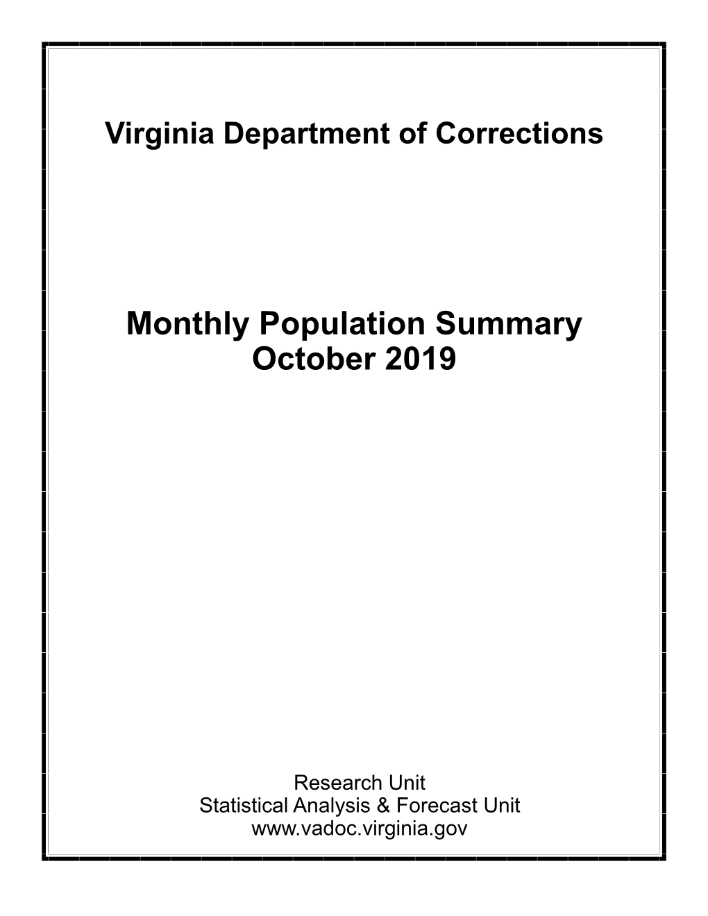 Monthly Population Summary October 2019