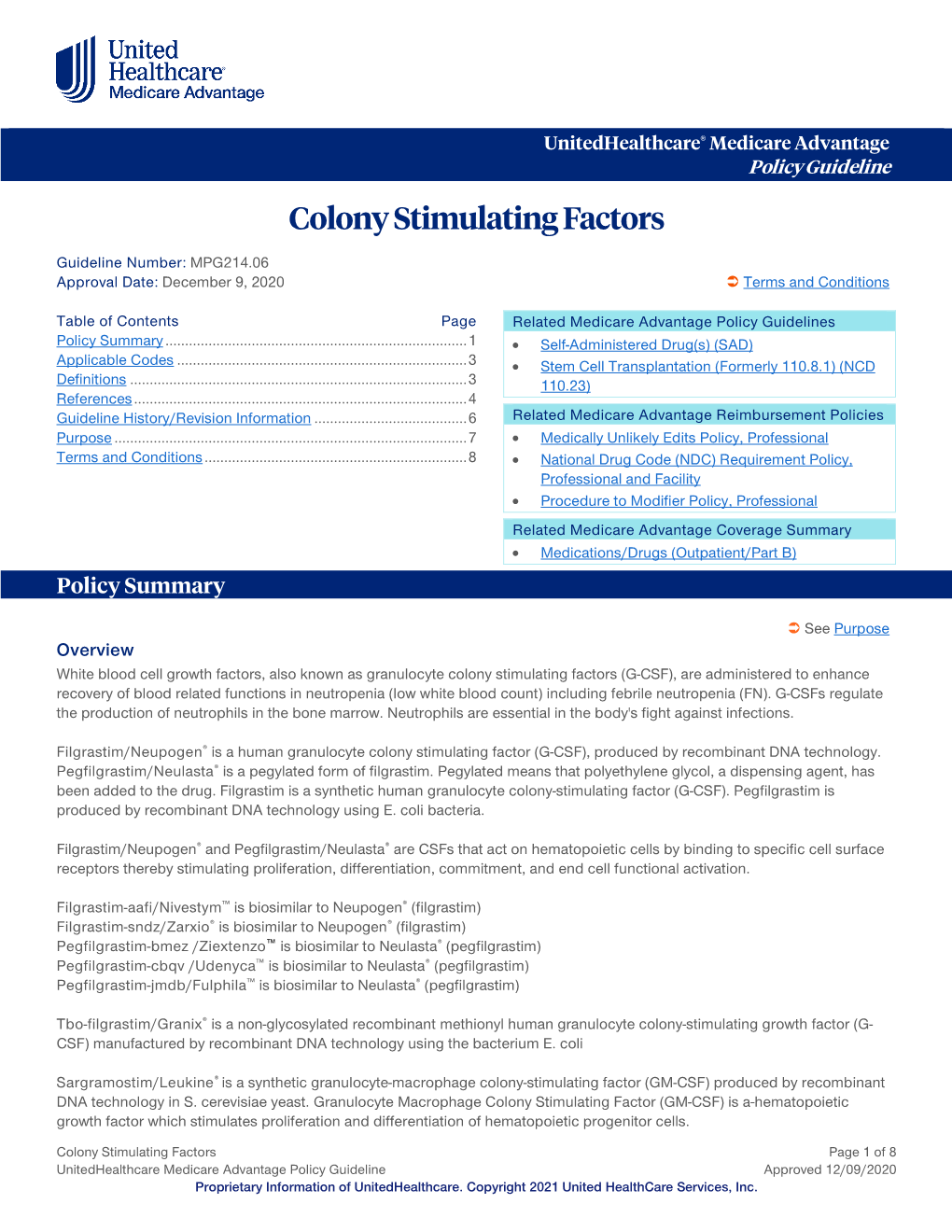 Colony Stimulating Factors – Medicare Advantage Policy Guideline