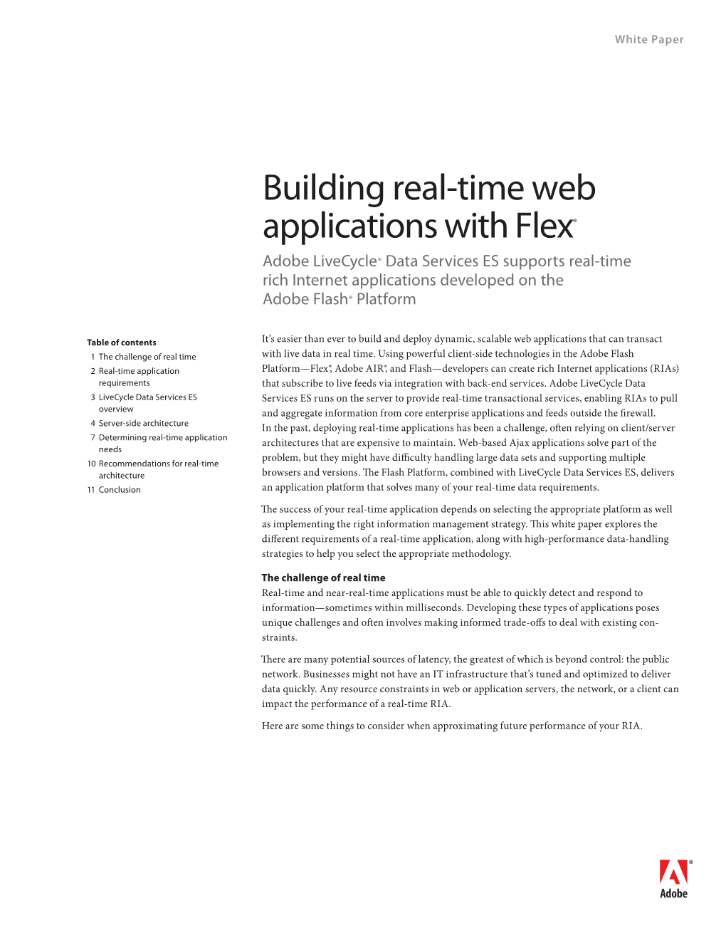 Flex and Livecycle Data Services Whitepaper