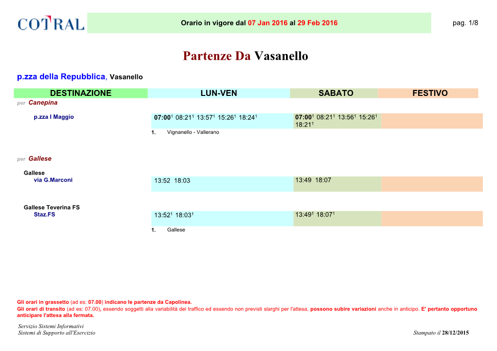 Partenze Da Vasanello P.Zza Della Repubblica, Vasanello