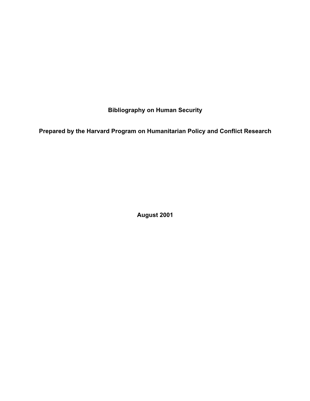 Bibliography on Human Security