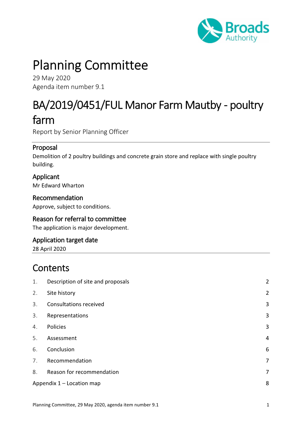 BA/2019/0451/FUL Manor Farm Mautby - Poultry Farm Report by Senior Planning Officer