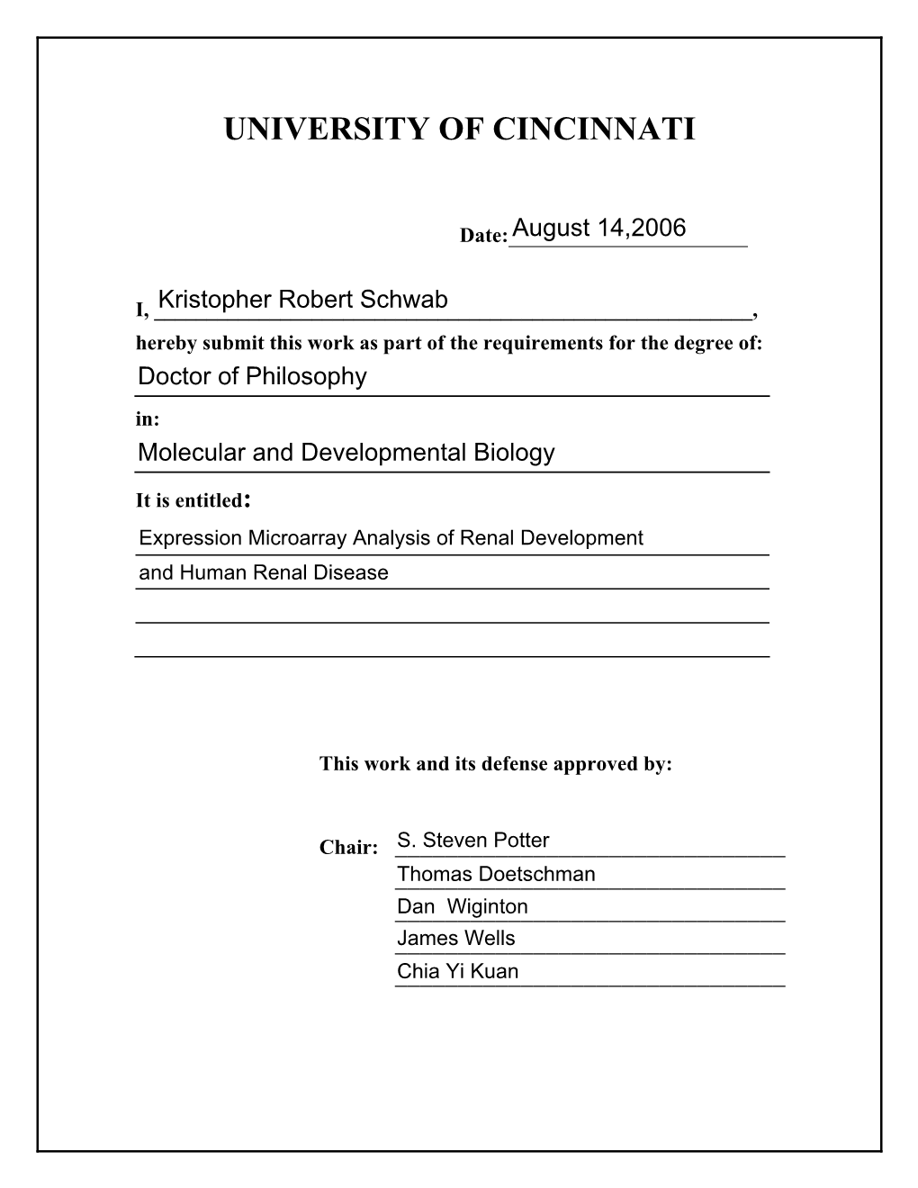 Expression Microarray Analysis of Renal Development and Human Renal