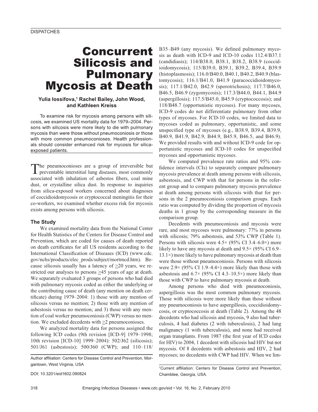 Concurrent Silicosis and Pulmonary Mycosis at Death