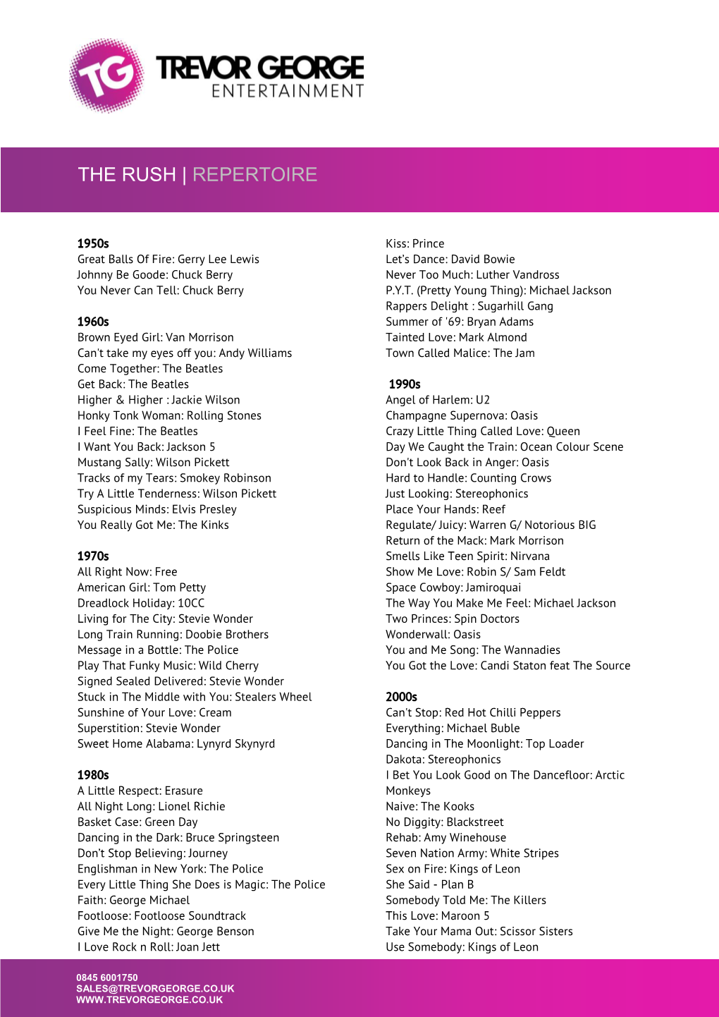 The Rush | Repertoire