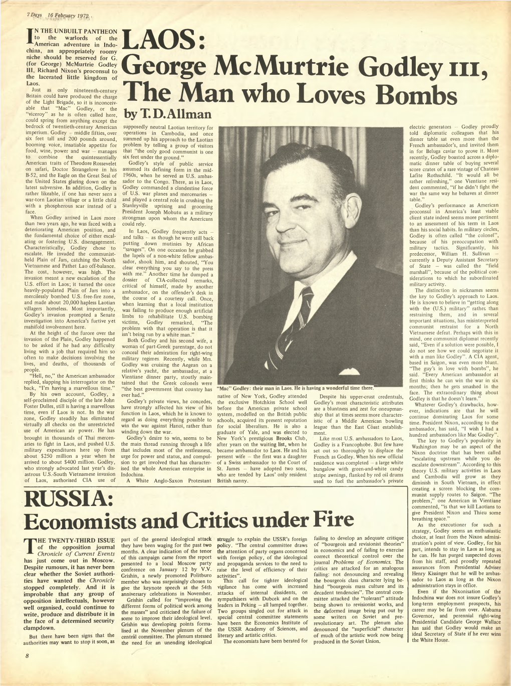 LAOS: George Mcmurtrie Godley III, the Man Who Loves Bombs