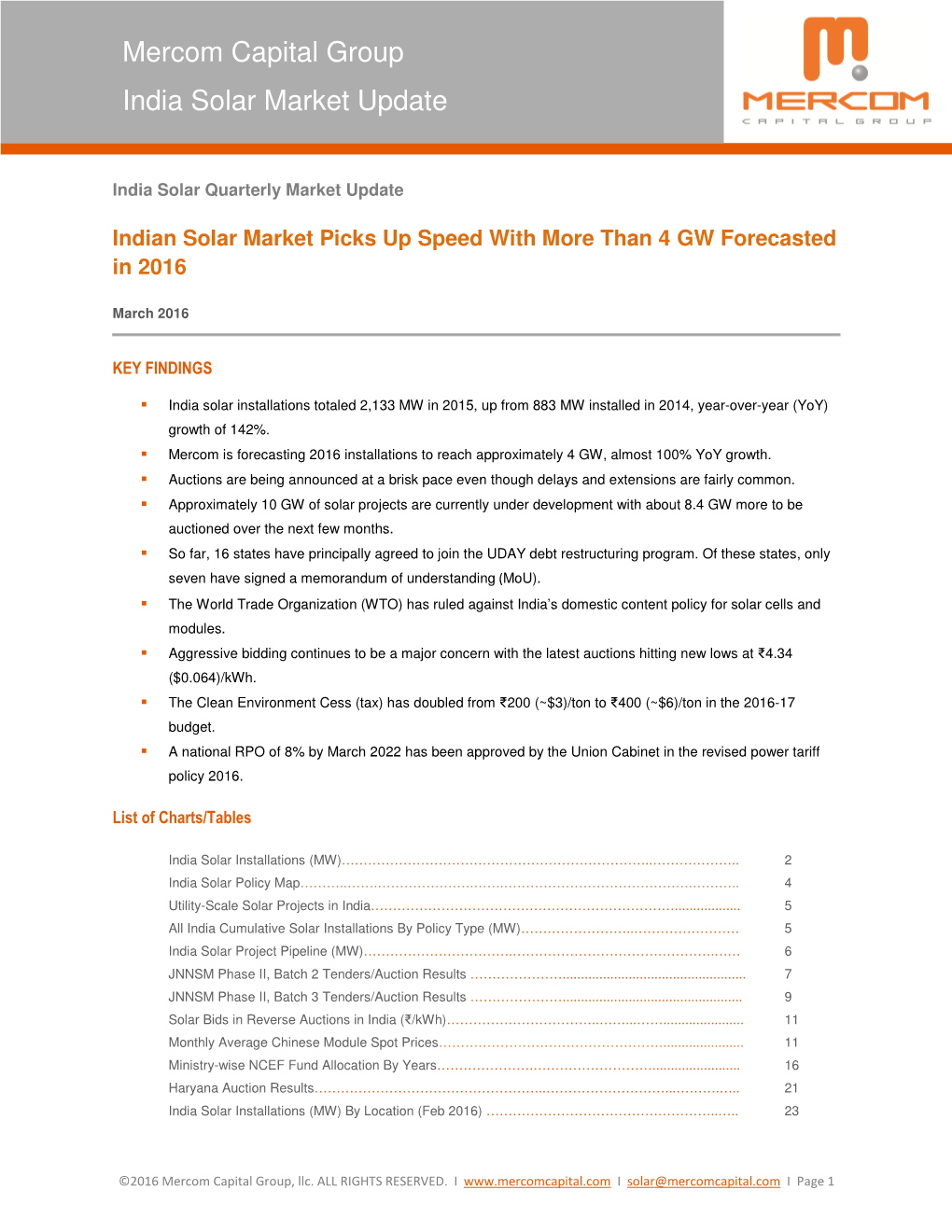Mercom Capital Group India Solar Market Update