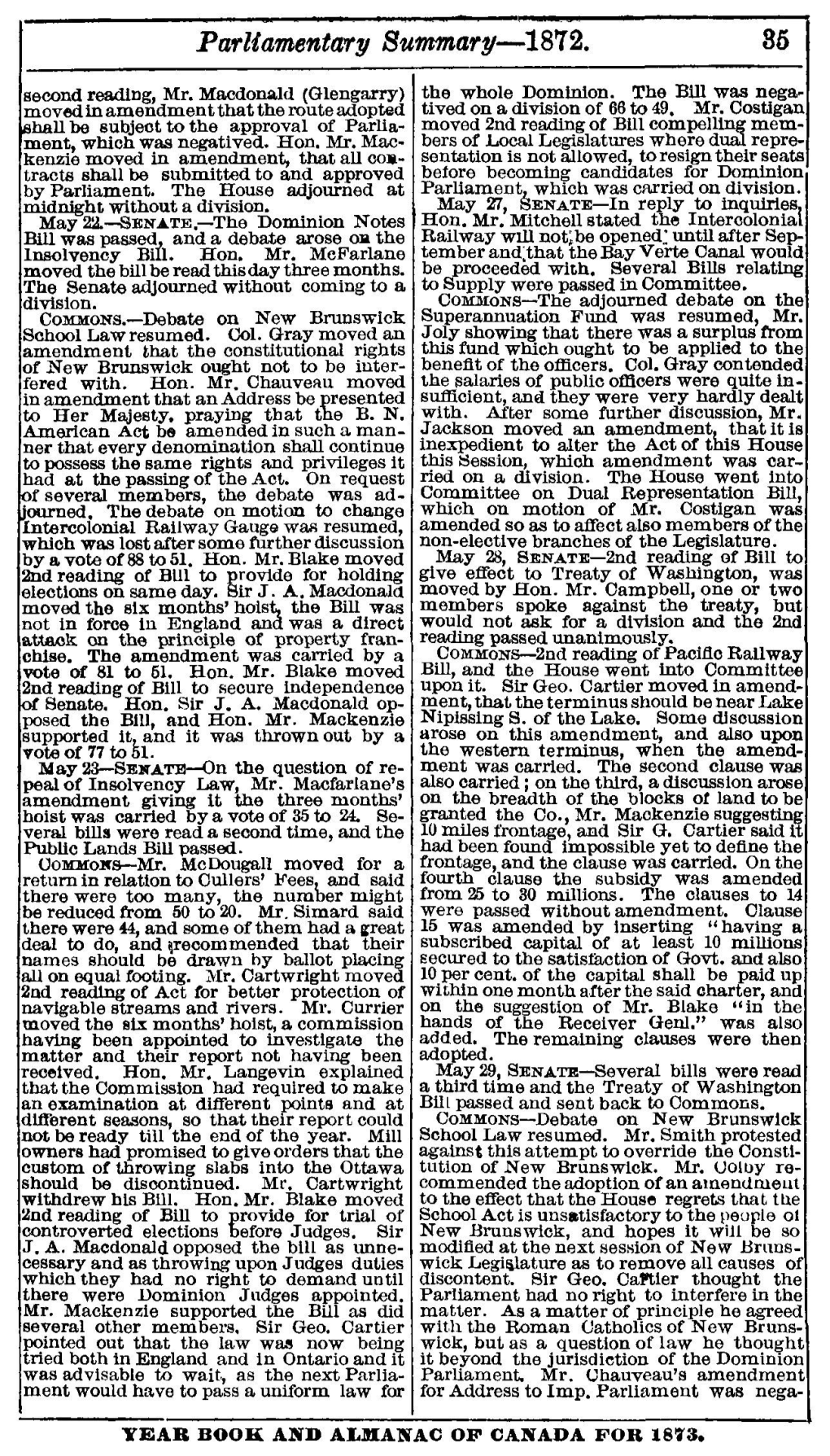 Parliamentary Summary—1872. 85 Second Reading, Mr