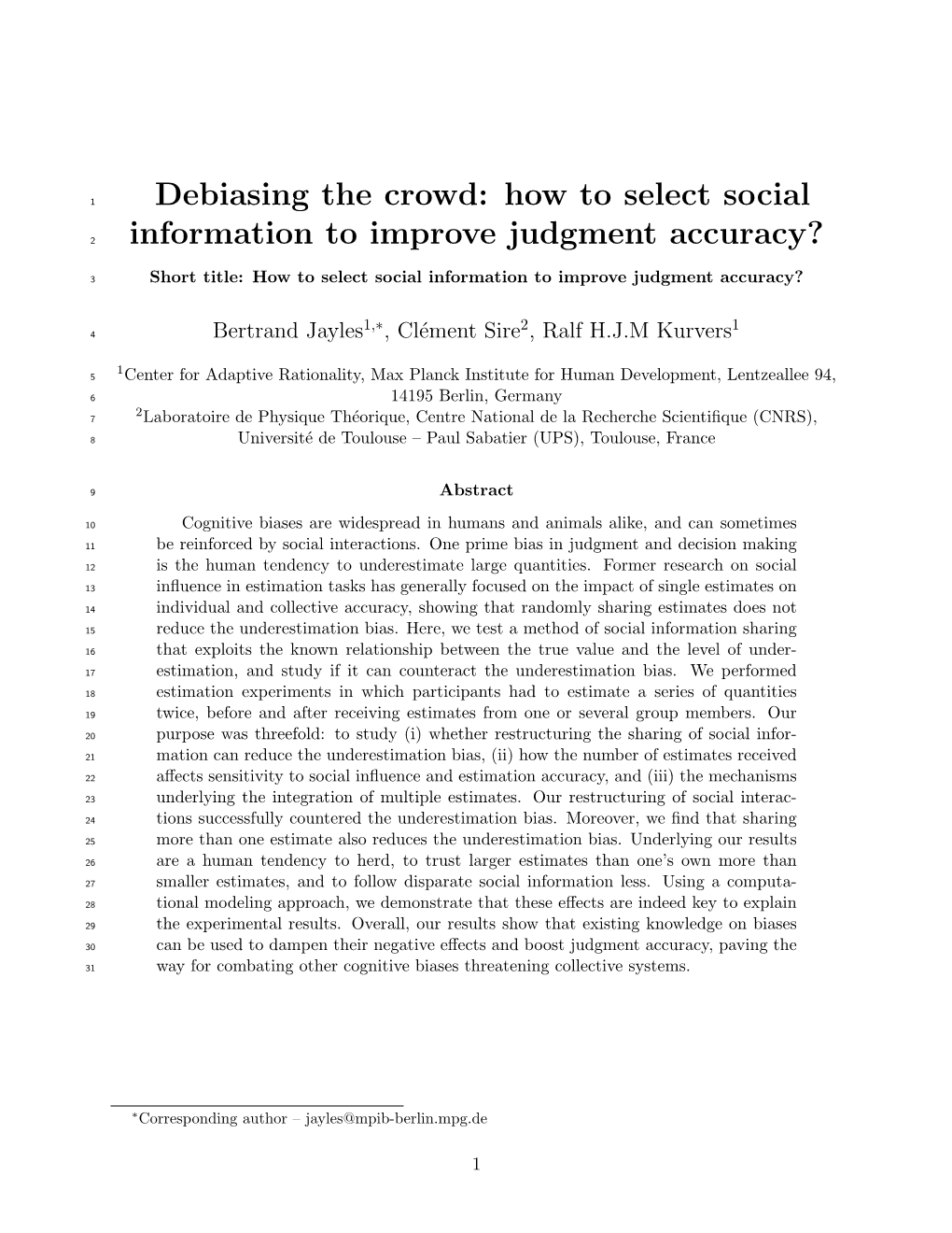 Debiasing the Crowd: How to Select Social