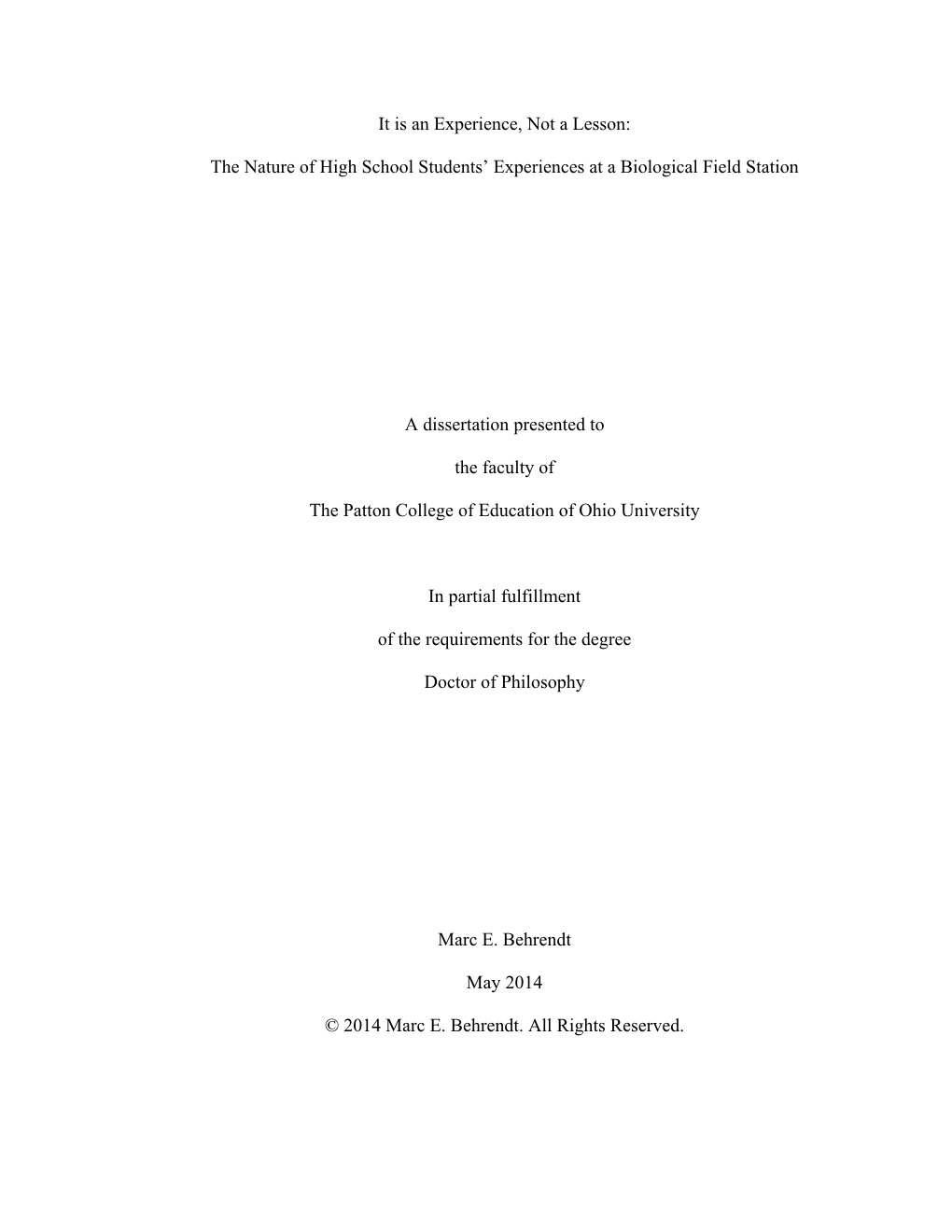 It Is an Experience, Not a Lesson: the Nature of High School Students’ Experiences at A