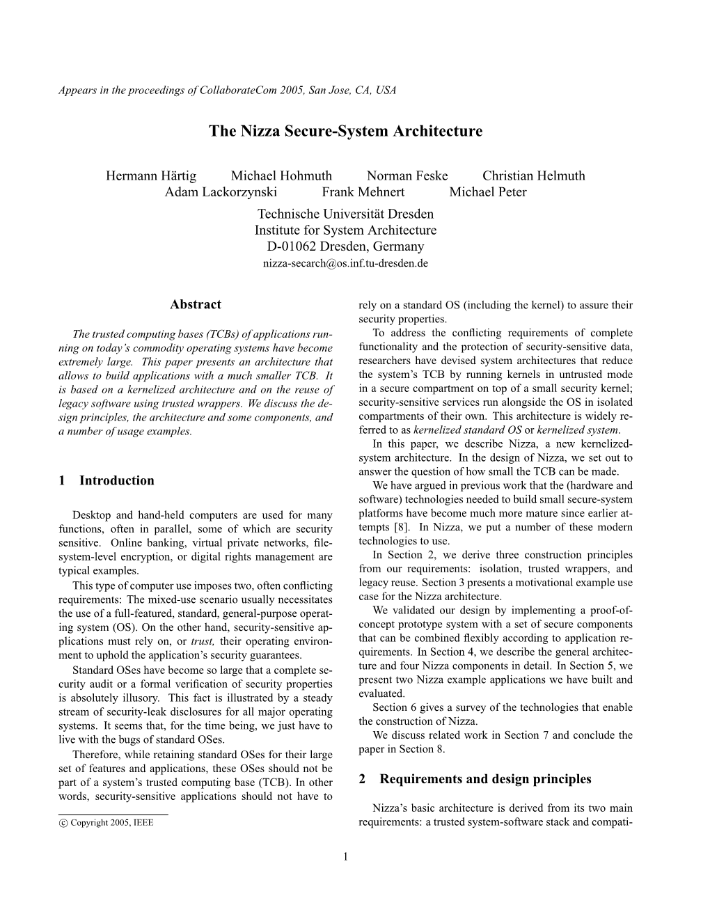 The Nizza Secure-System Architecture