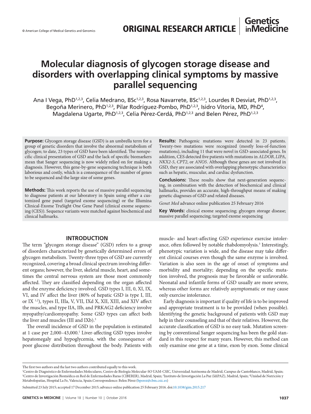 Molecular Diagnosis of Glycogen Storage Disease and Disorders with Overlapping Clinical Symptoms by Massive Parallel Sequencing