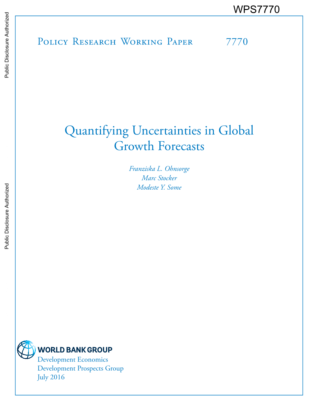 Quantifying Uncertainties in Global Growth Forecasts