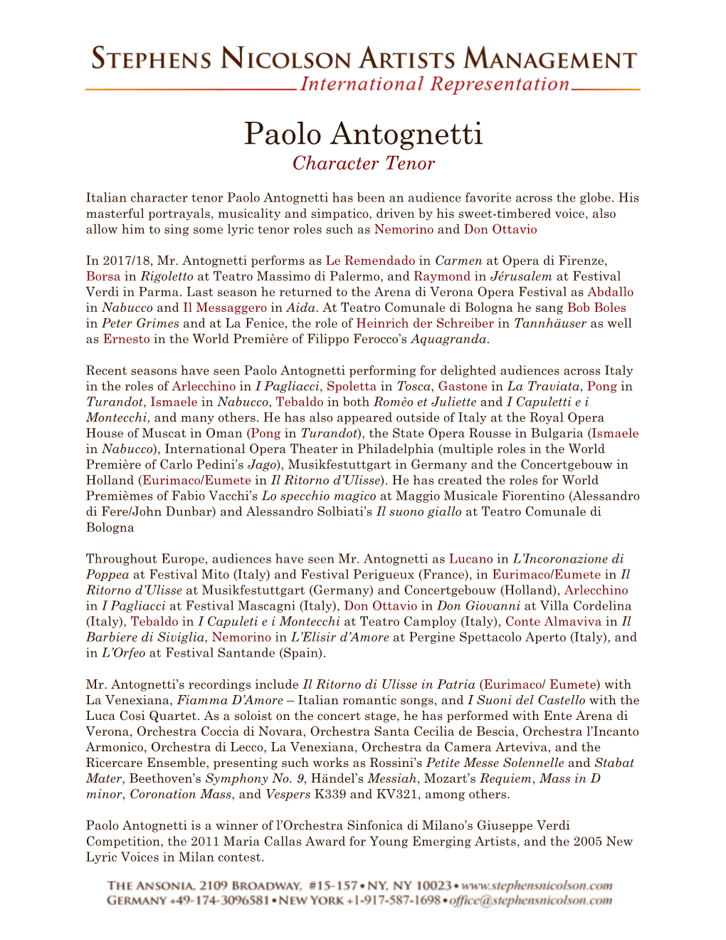 Paolo Antognetti Character Tenor