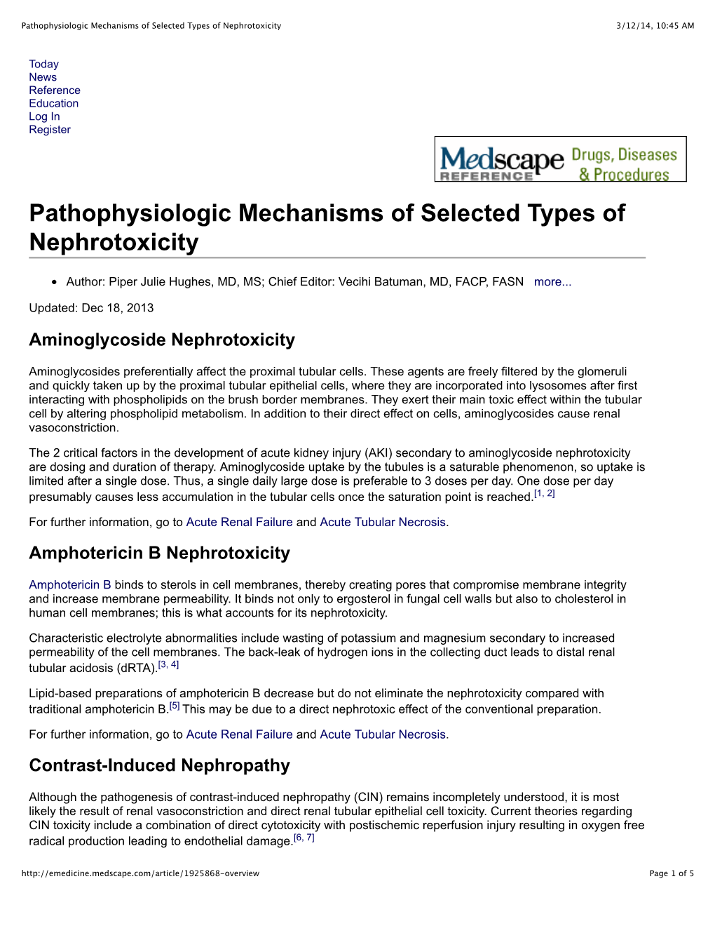 Pathophysiologic Mechanisms of Selected Types of Nephrotoxicity 3/12/14, 10:45 AM