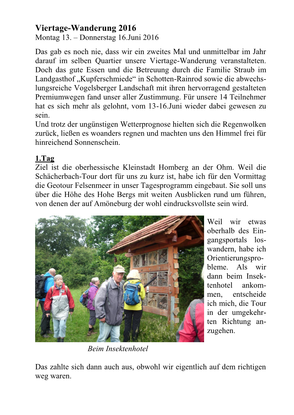 Viertage-Wanderung 2016 Montag 13