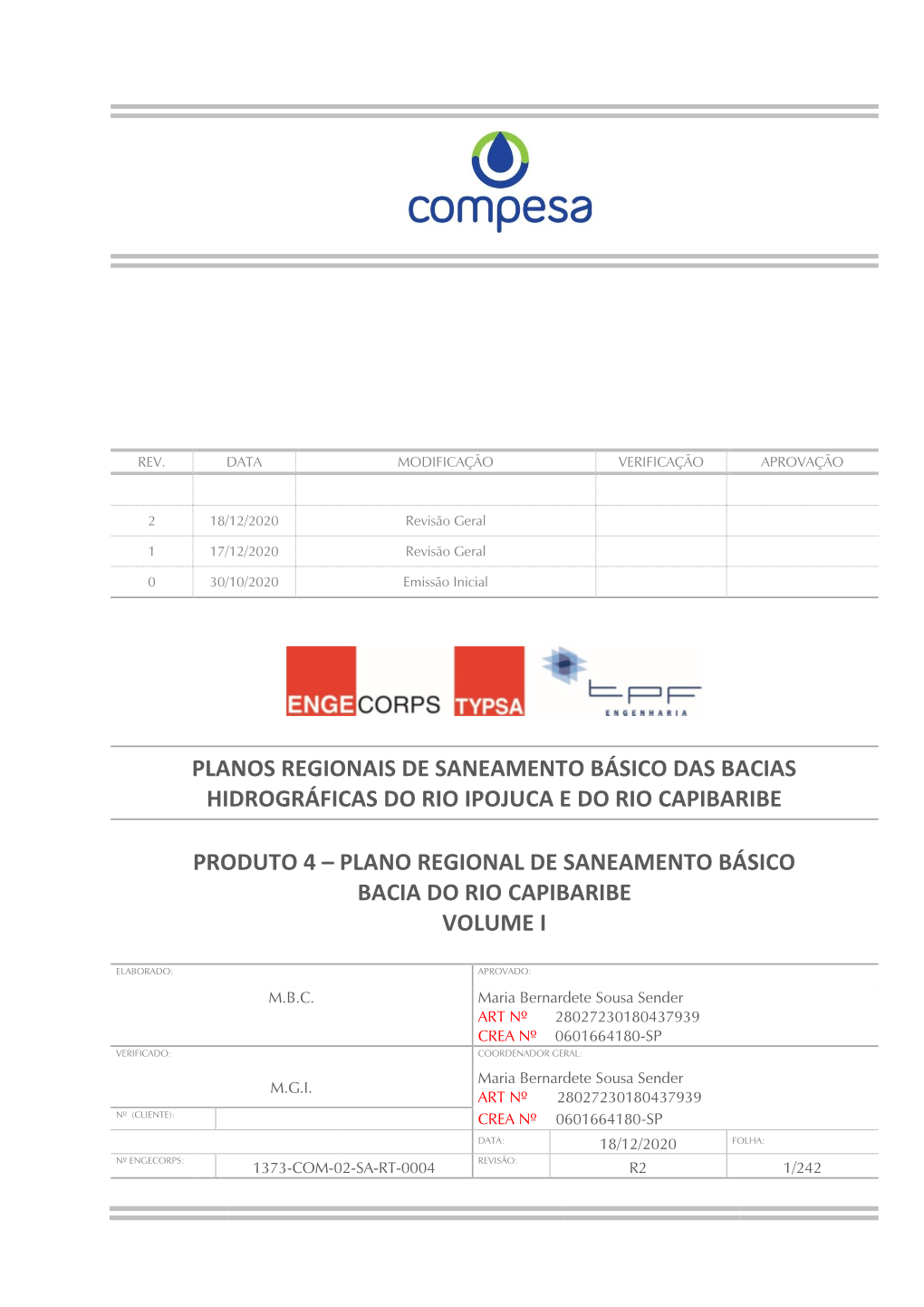 Plano Regional De Saneamento Básico Bacia Do Rio Capibaribe Volume I