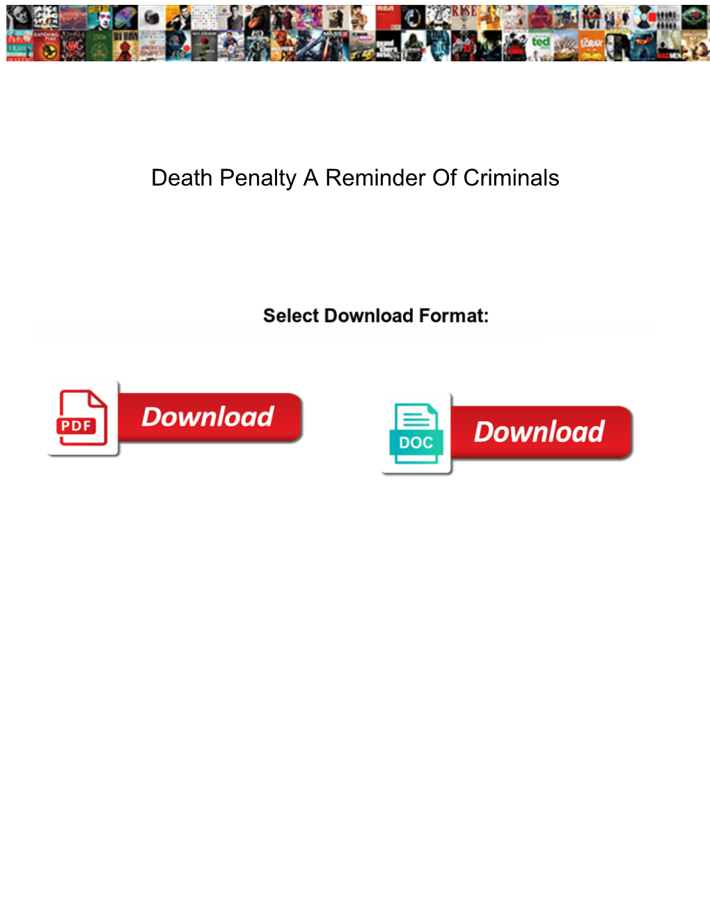 Death Penalty a Reminder of Criminals