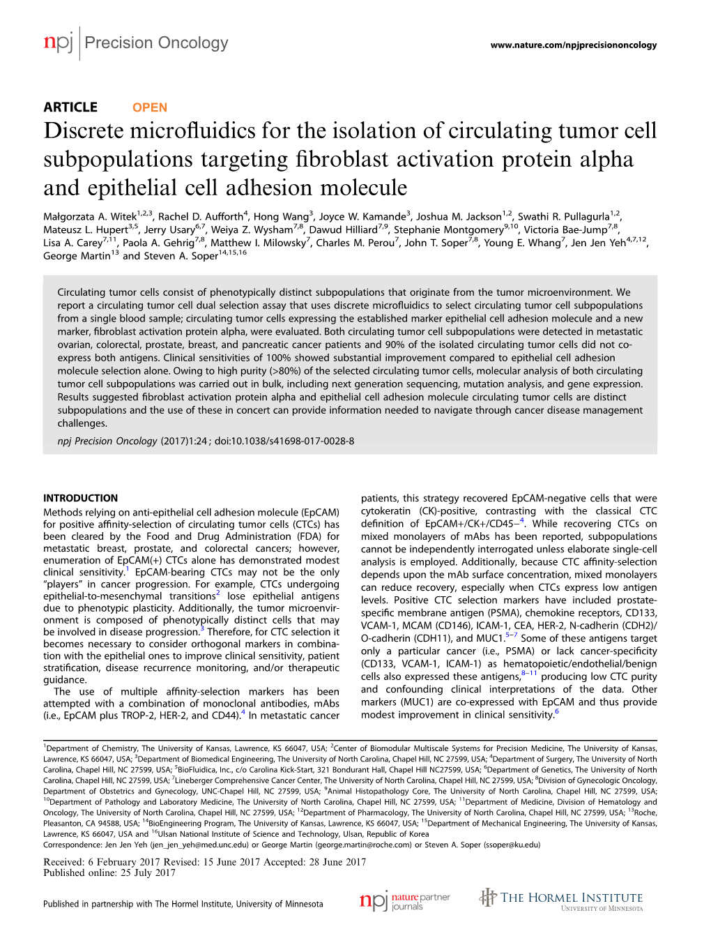 Discrete Microfluidics for the Isolation of Circulating Tumor Cell