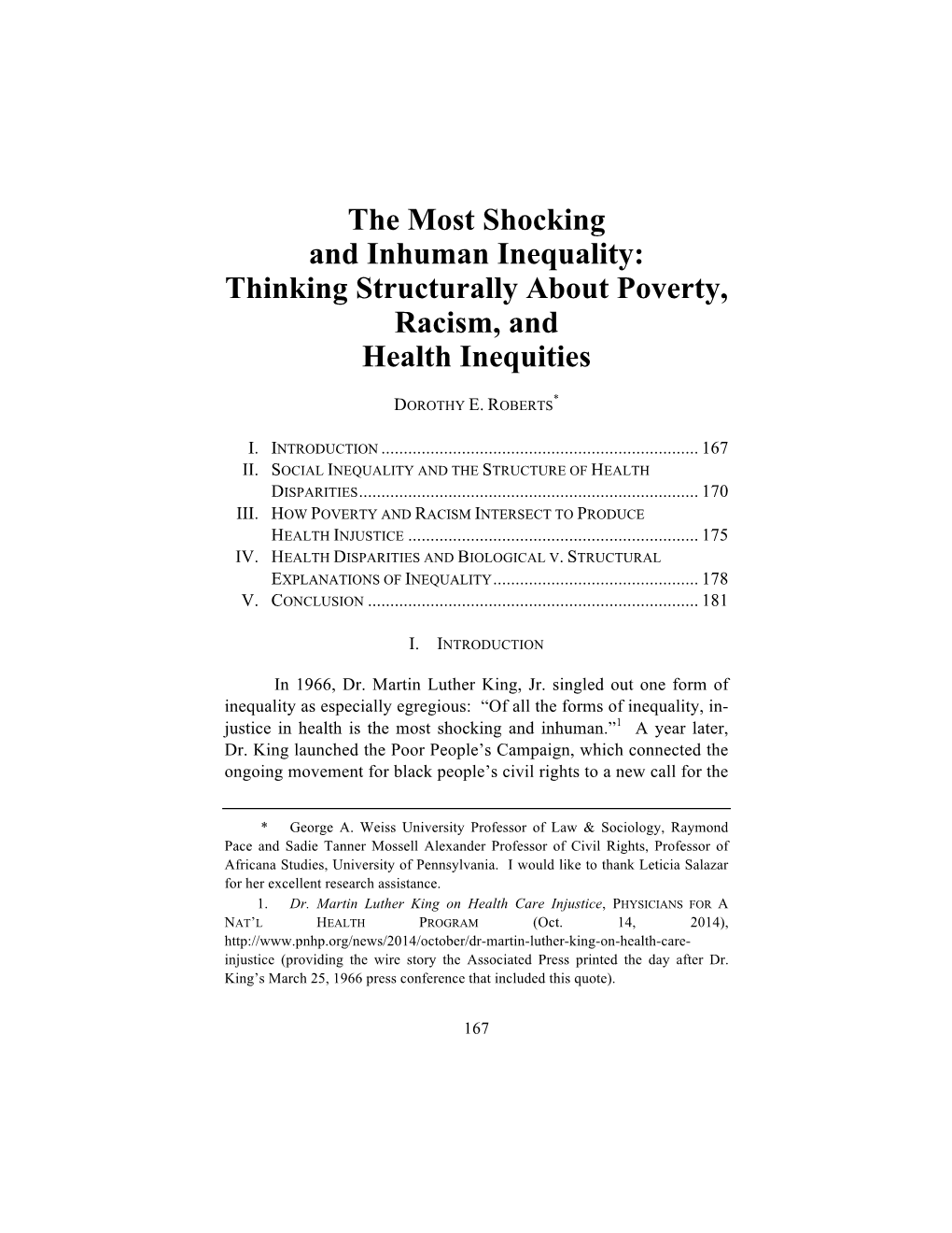 Thinking Structurally About Poverty, Racism, and Health Inequities
