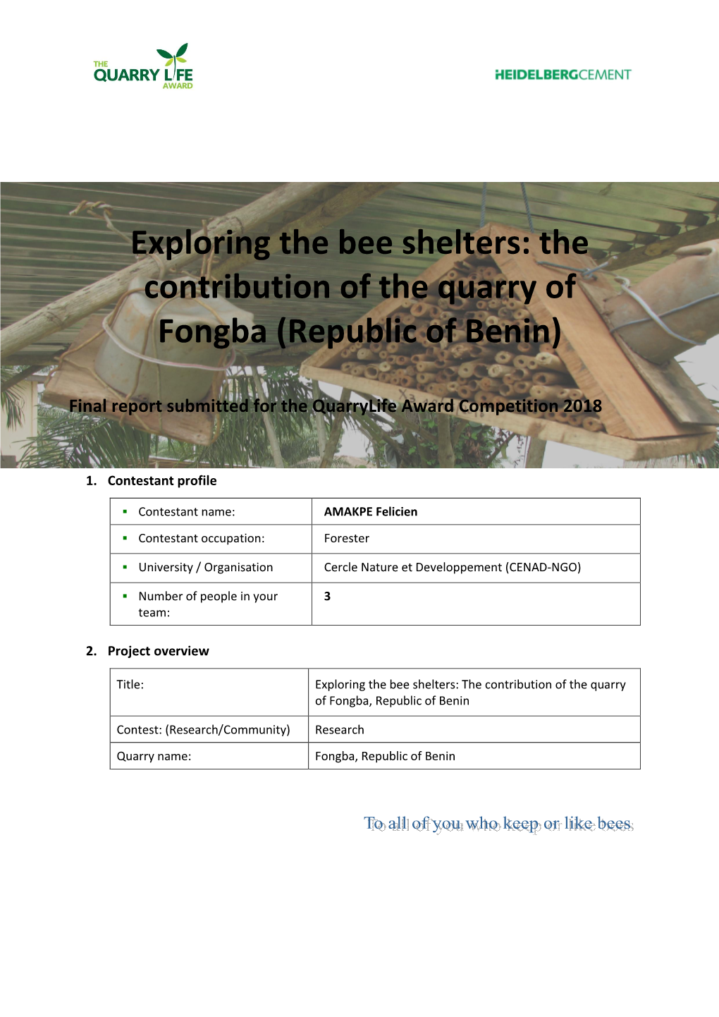 Exploring the Bee Shelters: the Contribution of the Quarry of Fongba (Republic of Benin)