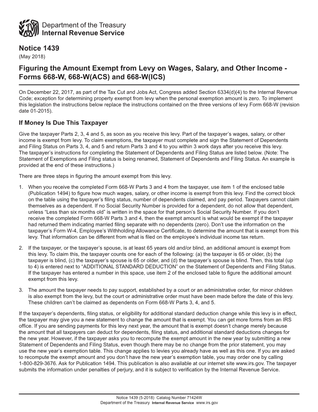 Figuring the Amount Exempt from Levy on Wages, Salary, and Other Income - Forms 668-W, 668-W(ACS) and 668-W(ICS)