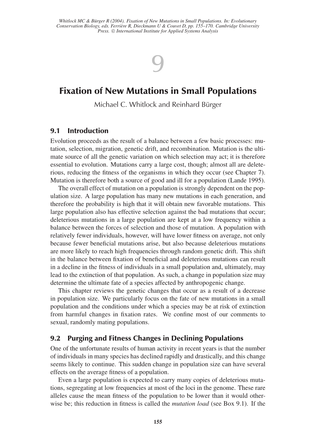 Fixation of New Mutations in Small Populations