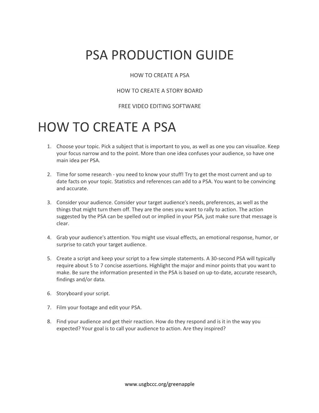 Psa Production Guide How to Create A