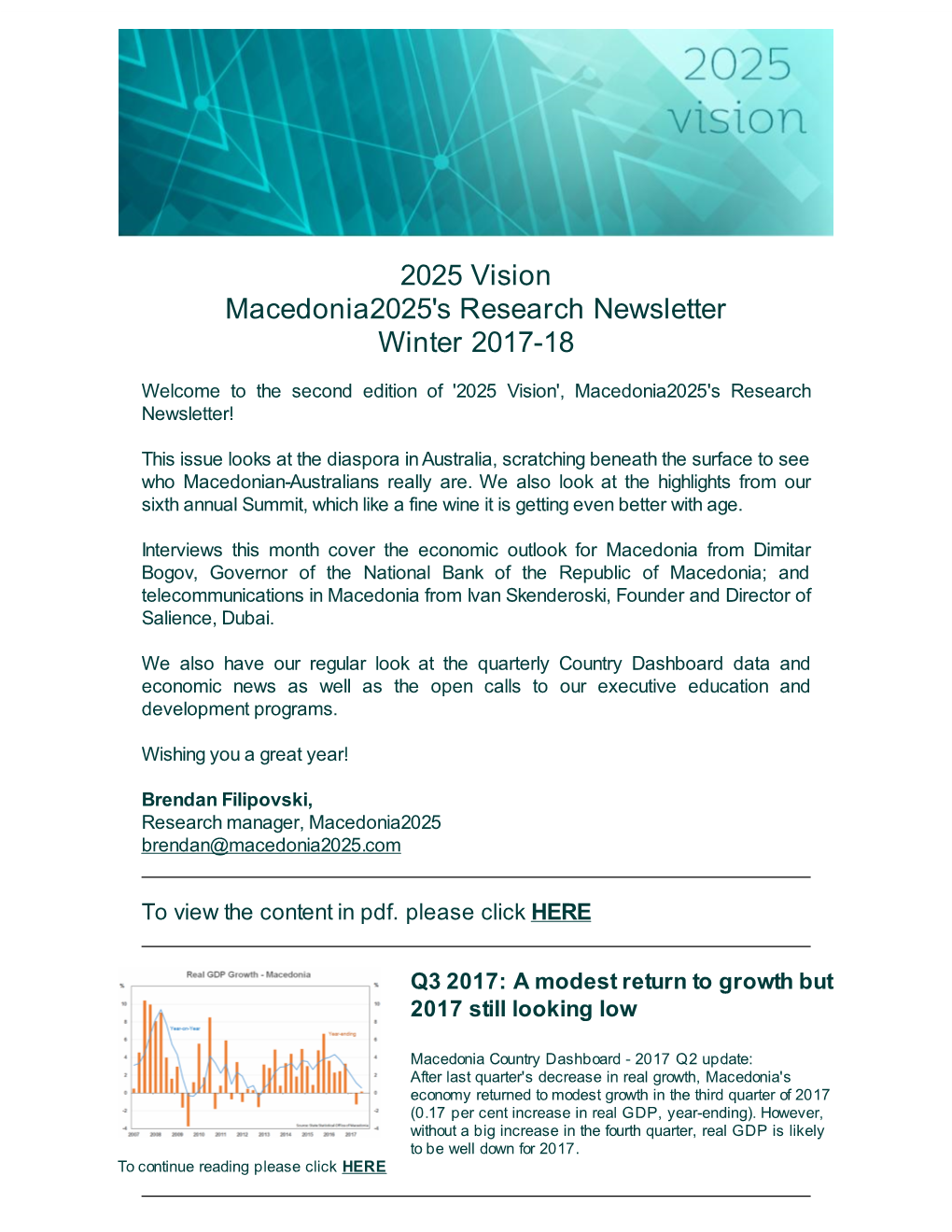 2025 Vision Macedonia2025's Research Newsletter Winter 2017-18