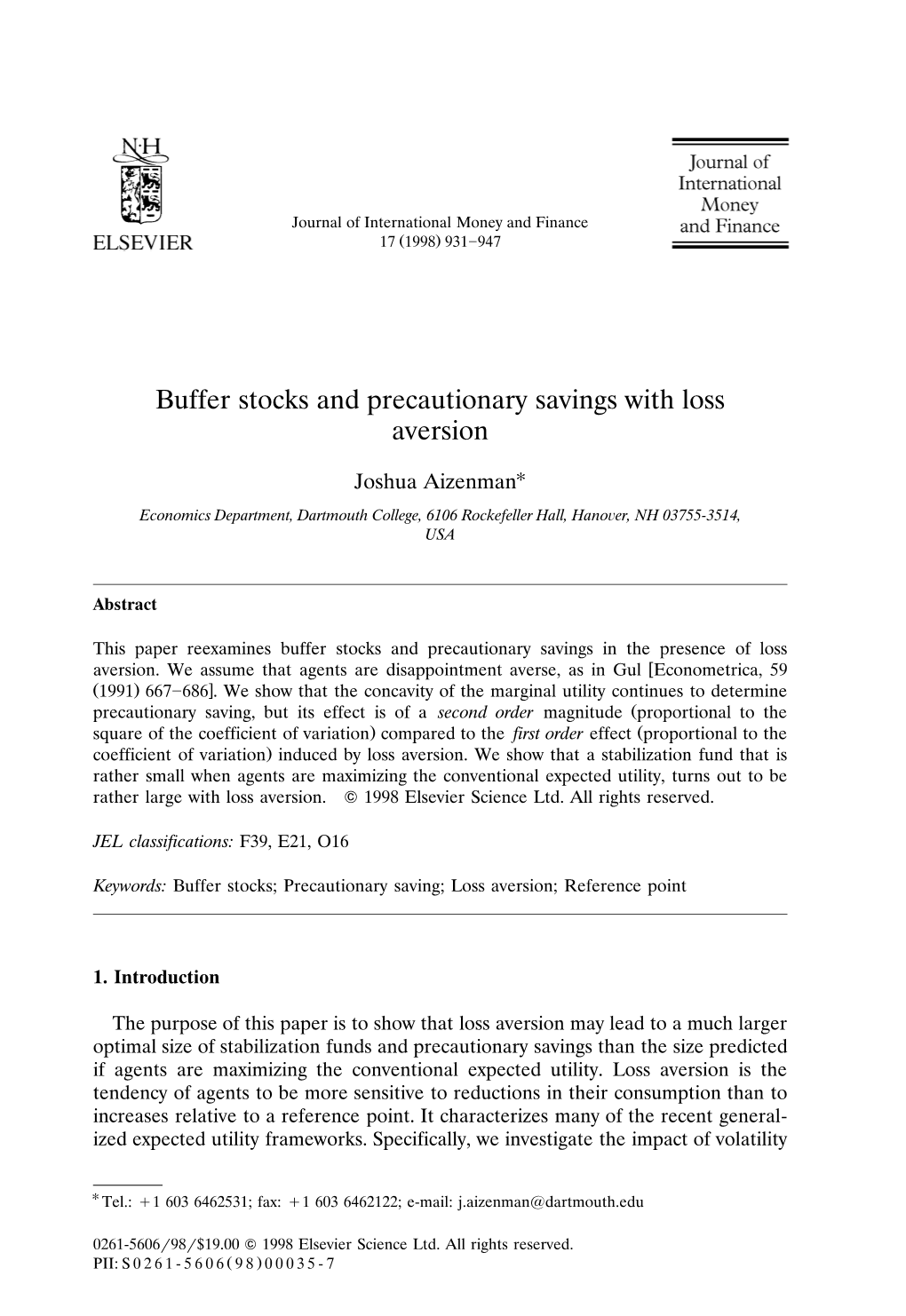 Buffer Stocks and Precautionary Savings with Loss Aversion