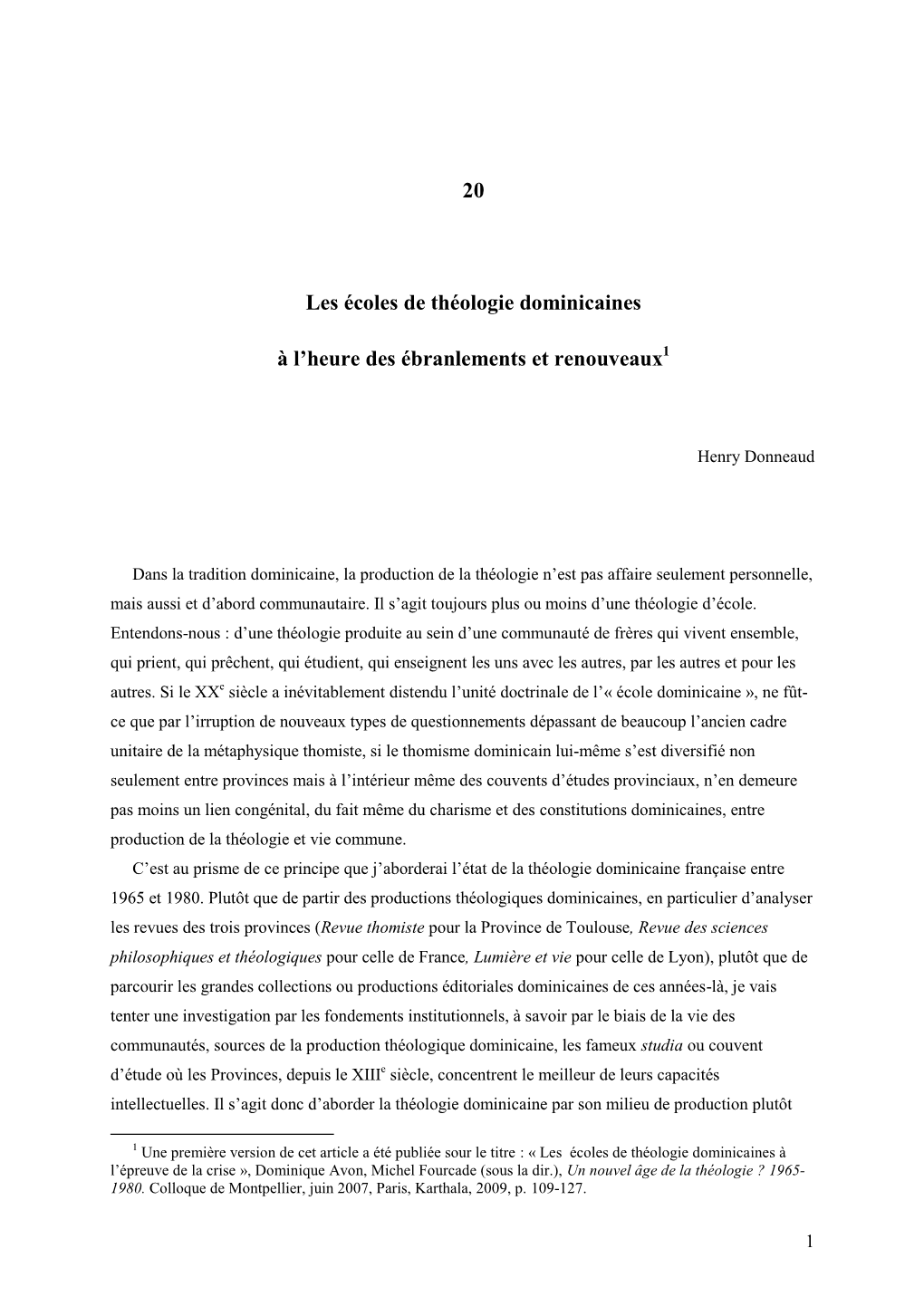 20 Les Écoles De Théologie Dominicaines À L'heure Des