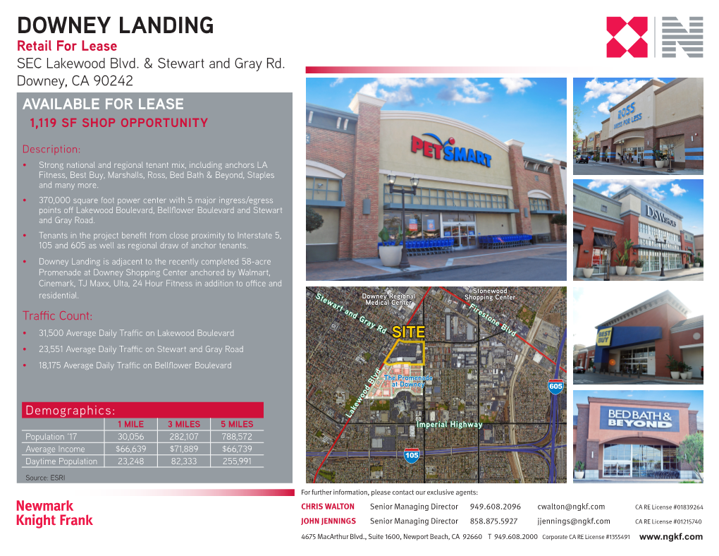 DOWNEY LANDING Retail for Lease SEC Lakewood Blvd