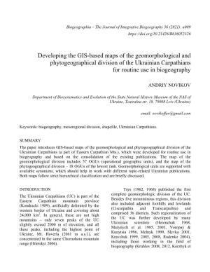 Developing the GIS-Based Maps of the Geomorphological and Phytogeographical Division of the Ukrainian Carpathians for Routine Use in Biogeography
