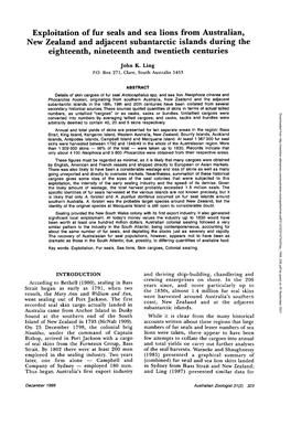 Exploitation of Fur Seals and Sea Lions from Australian, New Zealand and Adjacent Subantarctic Islands During the Eighteenth, Nineteenth and Twentieth Centuries