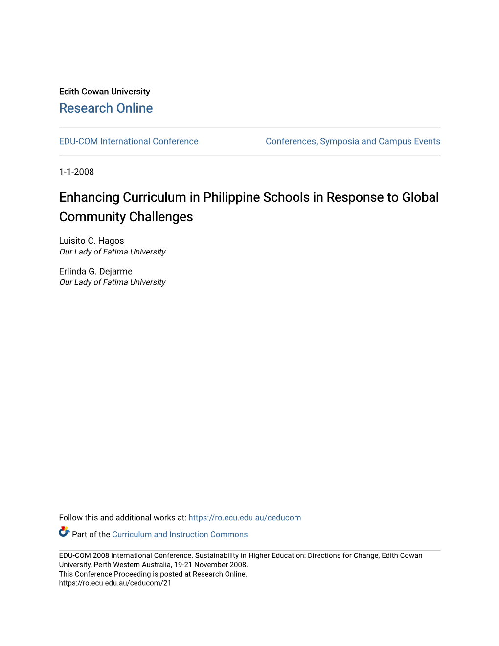 Enhancing Curriculum in Philippine Schools in Response to Global Community Challenges