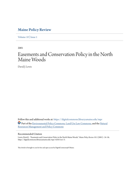 Easements and Conservation Policy in the North Maine Woods David J