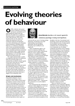 Evolving Theories of Behaviour