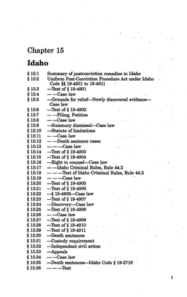 Idaho Attorney Post Conviction Manual
