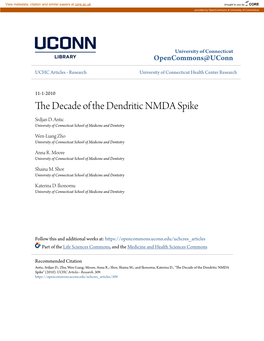 The Decade of the Dendritic NMDA Spike