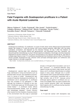 Fatal Fungemia with Scedosporium Prolificans in a Patient with Acute Myeloid Leukemia